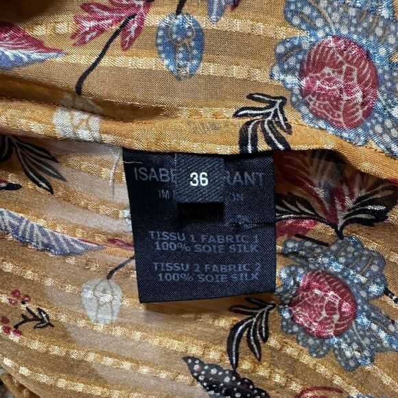 Isabel Marant 100% Silk Alika Trapeze Top Floral Bird Print Size US4 FR36 Orange - Picture 11 of 11